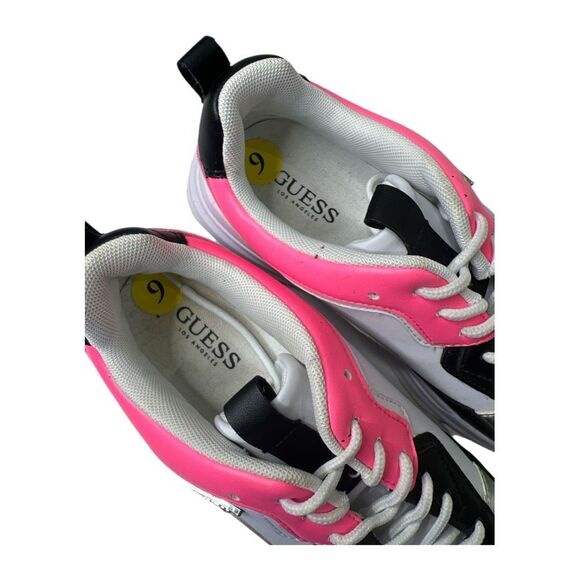 Guess Sneakers Pink‎ White Black Sz 9 - Picture 4 of 5
